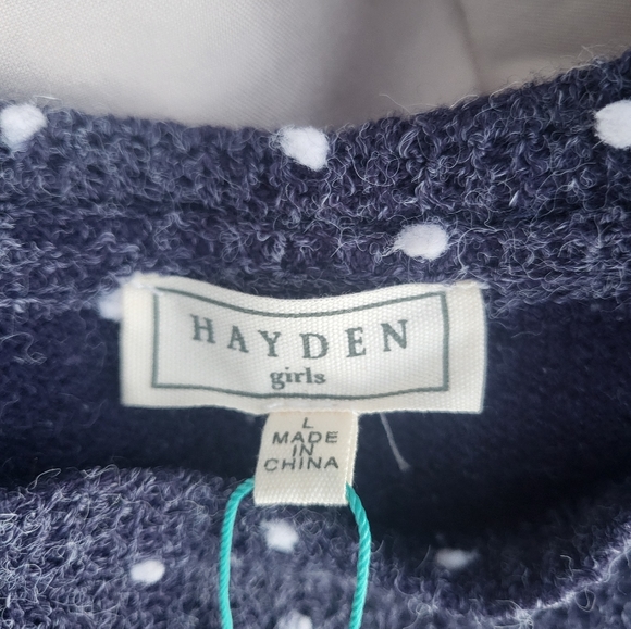 Hayden Girl's Pom Pom Baby Doll Top New with Tags Size Large Ruffle Cuffs - Picture 4 of 11